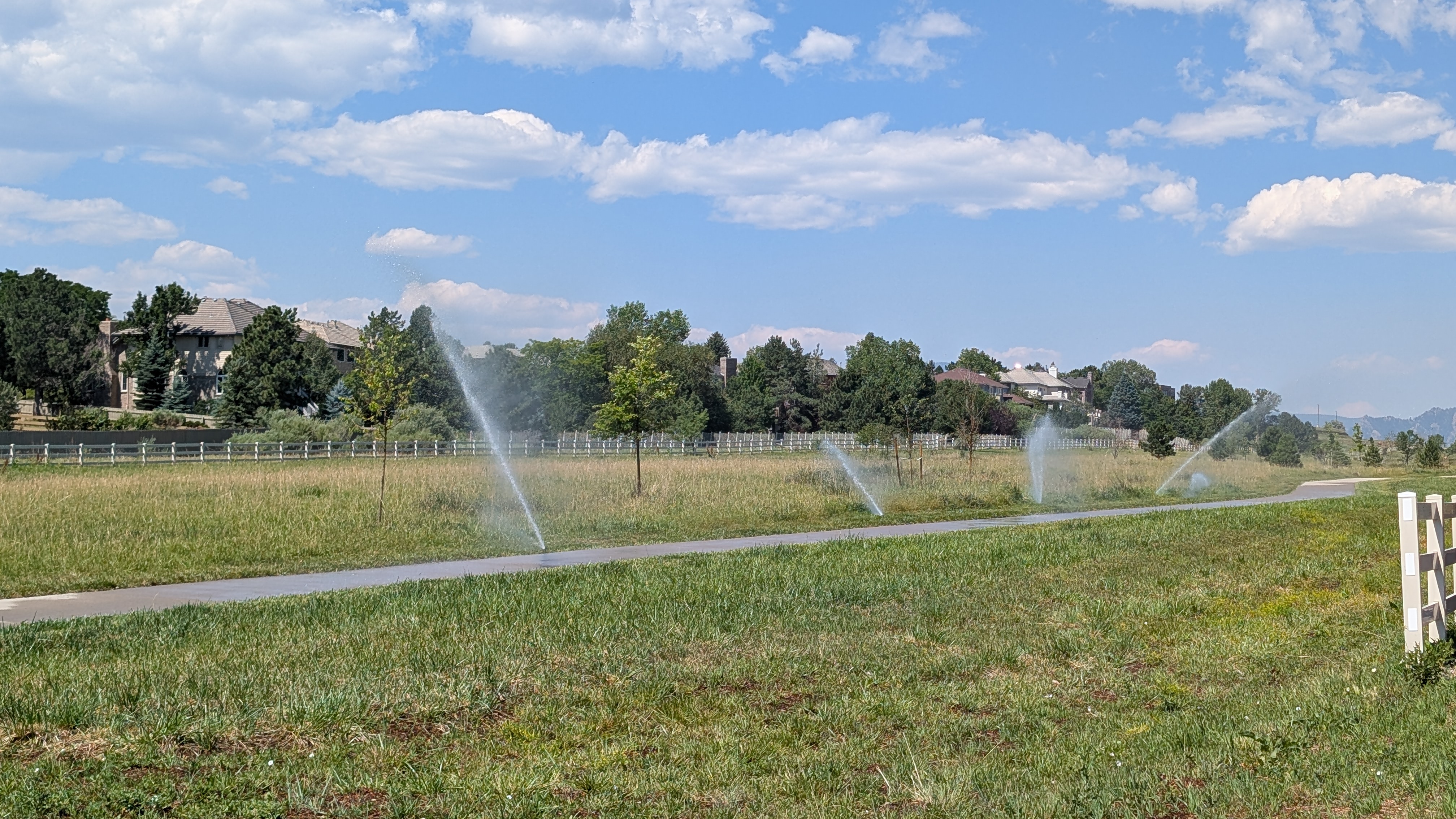 The town watering sidewalks and creating an obstacle course for walkers and cyclists. Again.